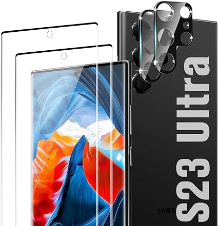 VITAVELAAA [2 2 Pack] Galaxy S23 Ultra Screen Protector with Camera Lens Protector, Fingerprint Support, 9H Tempered Glass, HD Clear Scratch Resistant for Samsung S23 Ultra 5G Glass Screen Protector