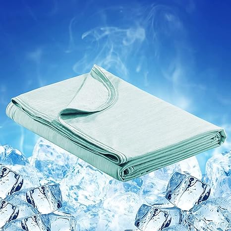 Cooling Blanket for Hot Sleepers Night Sweats Queen Size Cool Summer Blanket 79 X 86in Japanese Q-Max&gt;0.4 Arc-Chill Cooling Fiber Keep Adults/Children Cool All Night Soft Breathable All-Season-Green