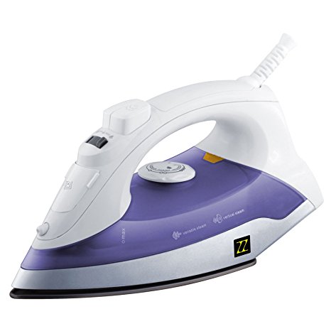 ZZ ES23621 Light Weight Steam Iron with Nonstick Soleplate, White/Purple