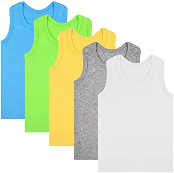 Coobey 5 Pack Toddler Kids Cotton Tank Top Undershirts Boys Girls Soft Undershirt Tees