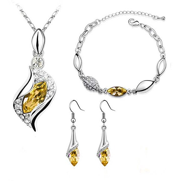 Platinum-plated Fashion Jewelry Set with Imported Crystal Element (CF-1083-S05)