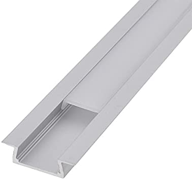 LEDwholesalers Aluminum Channel System with Cover, End Caps, and Mounting Clips, for LED Strip Installations, Flush Mount, Pack of 5x 1m Segments, 1908-FM