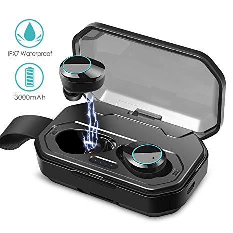 Wireless Earbuds, Touch Control TWS Bluetooth 5.0 Stereo Hi-Fi Sound IPX7 Waterproof Earbuds with 3000mAh Charging Case, Noise Cancelling Wireless Headphones