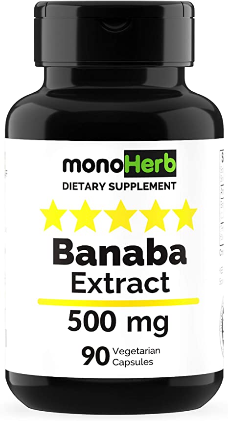 Banaba Extract 500 mg per Capsule - 90 Vegetarian Capsules - 2% Corosolic Acid
