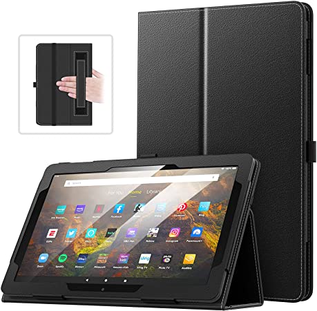 MoKo Case Fits All-New Kindle Fire HD 10 & 10 Plus Tablet (11th Generation, 2021 Release) - Slim Folding Stand Cover with Auto Wake/Sleep, Black