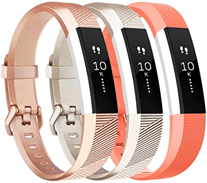 Vancle for Fitbit Alta HR/Ace Bands and Alta Bands, Adjustable Replacement Accessories Wristbands for Fitbit Ace/Alta and Alta HR, Gold Rose-Gold Coral, Large