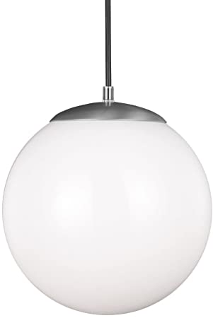 Sea Gull Lighting 6022-04 Leo Hanging Globe One-Light Pendant Hanging Modern Light Fixture, Satin Aluminum Finish