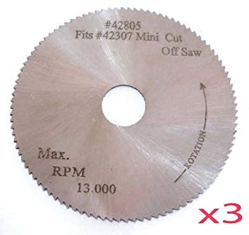 3Pc. 2" x 100T x 3/8" HSS Blade for Mini High Speed Miter Cut Off Saw