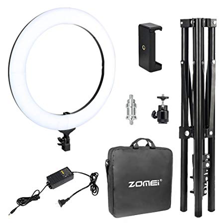 Zomei 18-inch LED Ring Light with stand Photography Makeup, Camera Photo Studio Video Shooting Heavy Duty Mount for DSLR, iPhone & Android Smartphones