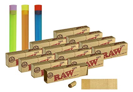 Bundle - 15 Items - 12 Packs of Raw Perforated Gummed Tips (396 Total Perforated Gummed Tips)   3 Beamer Doob Tubes