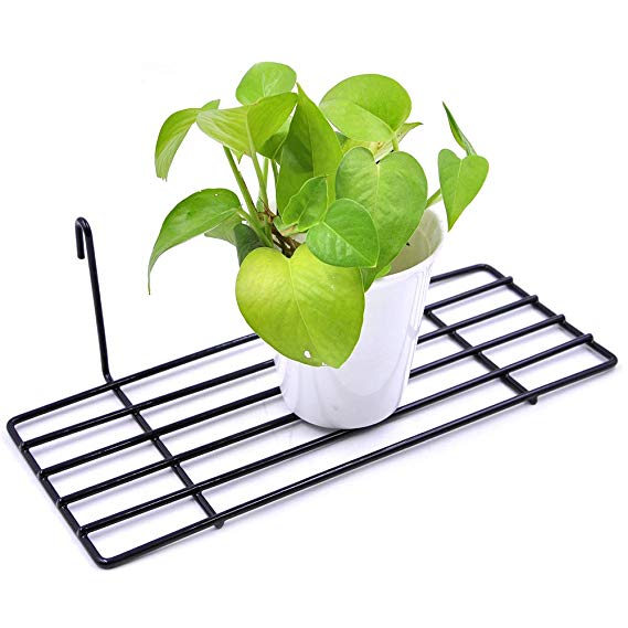 Grid Photo Wall Straight Shelf Rack for Grid Panel Wall Hanging Ins Art Display Iron Rack Organizer Storage Flower Pot Display Decor 9.8" x 3.9" Black