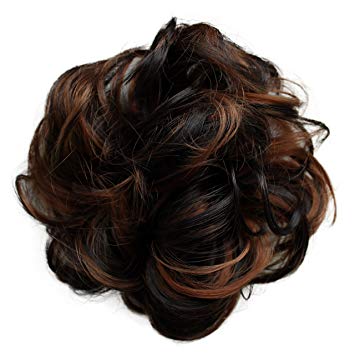 PRETTYSHOP Scrunchie Scrunchy Bun Up Do Hair piece Hair Ribbon Ponytail Extensions Wavy Curly or Messy brown mix 4H30A