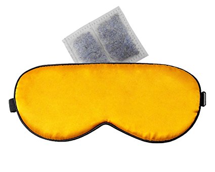 MSSilk Lavender Sleep Aid Pure Silk Eye Mask with Brocade Pouch Gift (Yellow)