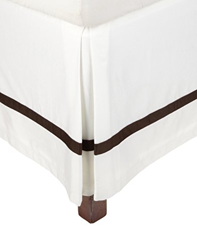 Impressions 300 Thread Count 100% Cotton, Hotel Collection, 15 Inch Drop,  Full Bed Skirt, White with Chocolate