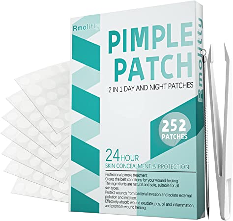 Rmolitty Pimple Patches - 252pcs Hydrocolloid Patches, Waterproof and Breathable Acne Patch, Day and Night 2 in 1 Acne Stickers Absorbing Secretions (252 pcs)