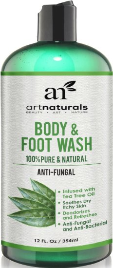 Artnaturals Antifungal Soap with Tea Tree Oil - 100% Natural Best Foot and Body Wash 12 Oz, Helps with Nail Fungus, Athletes Foot, Ringworm, Jock Itch & Body Odor - Kills Bacteria & Relieves Itching