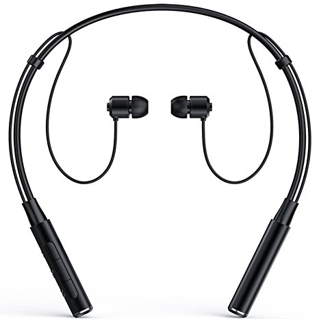 Roman Z6000 Wireless 4.1 Bluetooth Sport Headphone Neckband In-ear Stereo Earphone with Microphone Sweatproof Hands Free Headset Noise Cancelling Earbuds for Smartphone (Black)