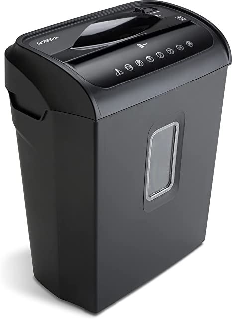 Aurora High-Security 6-Sheet Micro-Cut Paper Credit Card Shredder, Large 3.5-Gallon Wastebasket, 4-Minute Continuous Shredding Time, Security Level P-4