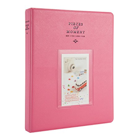 CAIUL Compatible 128 Pockets Mini Photo Album for Fujifilm Instax Mini 7s 8 8  9 25 26 50s 70 90 Film, Polaroid PIC-300 Z2300 Film (Flamingo Pink)