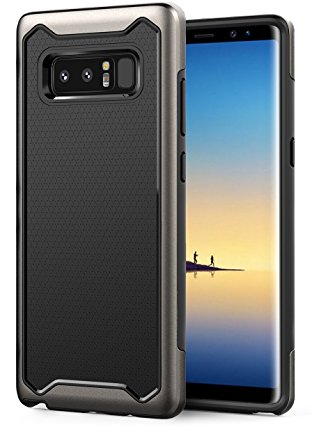 OMOTON Samsung Galaxy Note 8 Case, Dual-Layer [Soft TPU Interior] [Reinforced Hard Bumper Frame] High Impact Resistant Case for Samsung Galaxy Note 8(Black grey)