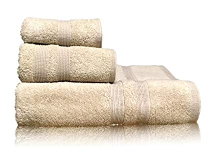 Puffy Cotton Towel Set Luxury Hotel and Spa Towel Sets (1 x Bath Towel, 1 x Hand Towel, 1 x Wash Cloth) 100% Turkish Cotton, Super Soft and Absorbent by Sand Brown - 3 Peaces Set