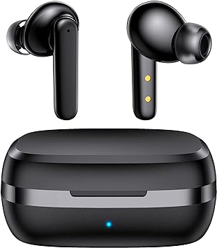 kurdene TWS G01 Bluetooth 5.3 LE Audio Earbuds Headphones, Built-in Microphone with Immersive Deep Bass & Clear Call, IPX5 Waterproof Ear Buds for iPhone, Android -Black