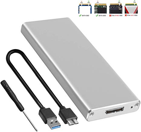 M.2 SSD Enclosure, B Key M.2 NGFF to USB 3.0 External SSD Adapter Reader Converter Enclosure with UASP Support NGFF SATA Based SSD 2280 2260 2242 2230