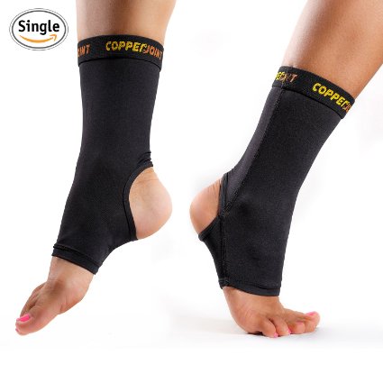 CopperJoint Compression Ankle Brace 1 Plantar Fasciitis Sock Copper Infused Arch Support - GUARANTEED Recovery Sleeve - Wear Anywhere - Single