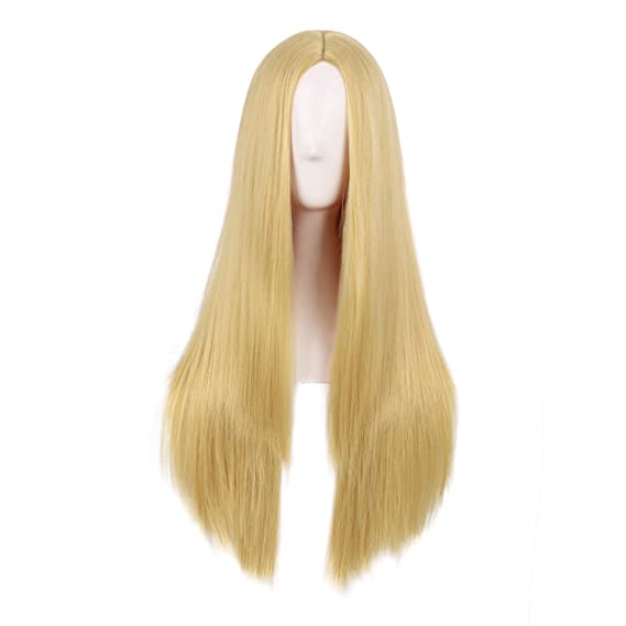 MapofBeauty 28 Inch/70cm Women Special Long Straight Synthetic Wig (Orange Yellow)