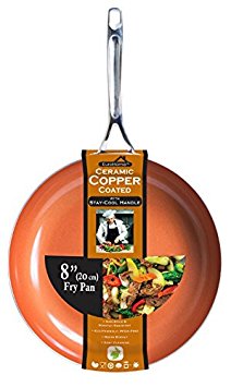 8" Non Stick, Oven Safe, Dish washer safe Ceramic Coated Fry Pan -Copper