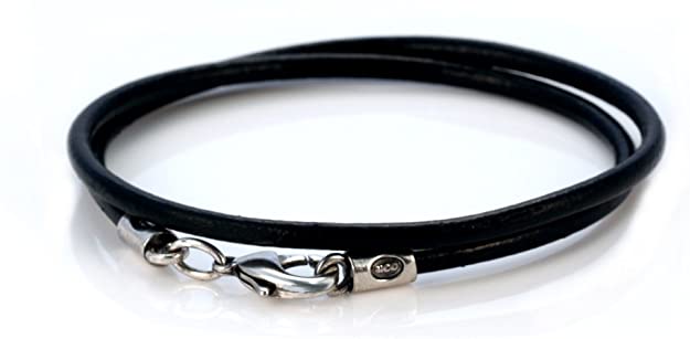 Bico 4mm (0.16 inch) Black Leather Necklace (CL6 Black)