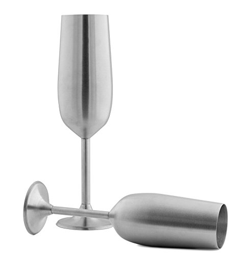 Modern Innovations Stainless Steel Champagne Flute, Set of 2, 10 Oz Made of Unbreakable BPA Free Shatterproof Steel That Is Dishwasher Safe Great for Daily, Formal & Outdoor Use, Camping & Picnics