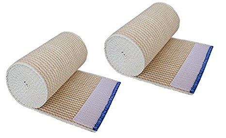 NexSkin 4" Cotton Elastic Bandages - Hook and Loop Closure - Stretches to 15 ft Long - Highest Quality 1, 2, or 6 Pack