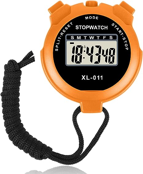 Vicloon Sport Stopwatch Timer, Multi-Function Sport Digital Stopwatch Large Display, Single Lap/Split Memory Stopwatch with12/24 Hour Clock Alarm Calendar for Training Swimming Running(Orange)