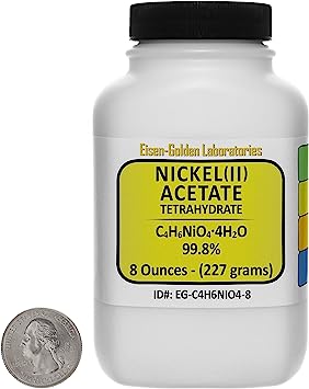 Nickel Acetate [C4H6NiO4] 99.8% AR Grade Powder 8 Oz in a Space-Saver Bottle USA