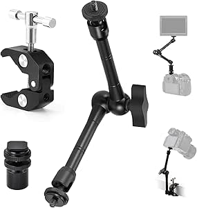 TARION Magic Arm with Super Clamp - 11in/28cm Adjustable Articulating Friction Camera Mount & Clamp with 1/4" and 3/8" Thread for LCD Monitor LED Light Flash Light Phone Action Cam