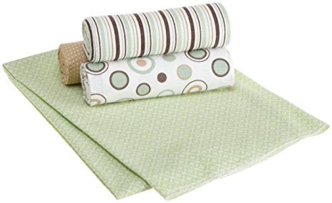 Carters Wrap Me Up Receiving Blanket, Brown/Sage Circles, 4 Pack (Discontinued by Manufacturer)