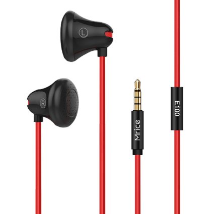 Mrice E100 In-Ear Earbuds Earphones with Enhanced Bass for iPhoneSmartphone Triangle Cable Tangle-Free Headphones Headset-Black