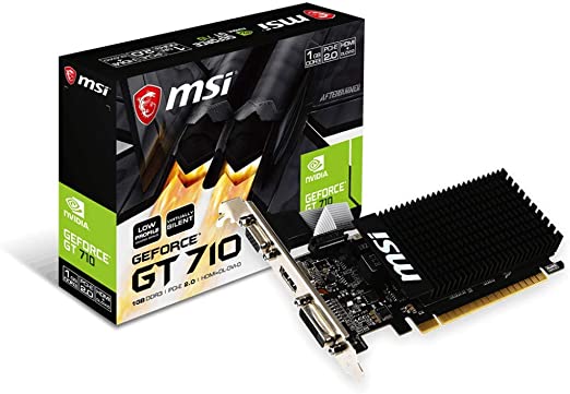 MSI GAMING GeForce GT 710 1GB GDRR3 64-bit HDCP Support DirectX 12 OpenGL 4.5 Heat Sink Low Profile Graphics Card (GT 710 1GD3H LP)