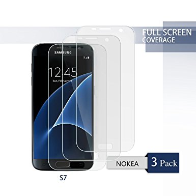 [3 PACK] Galaxy S7 Screen Protector - NOKEA [Ultra High Definition Invisible] Anti-Explosion - Super Flexible Film [Scratch Resist] - Full Screen Coverage - HD Ultra Clear Film (For S7)