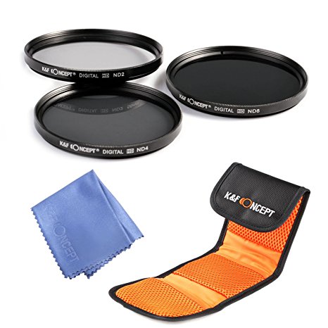 52mm Filter, K&F Concept 52mm Lens Filter Kit Neutral Density ND Filter Set ND2 ND4 ND8 for Nikon Canon DSLR Cameras   Filter Pouch