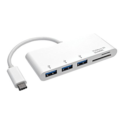 Tripp Lite 3-Port USB-C to USB-A (3x) Portable Hub, Micro SD & SD/MMC Reader, USB 3.1 Gen 1 Type-C (U460-003-3AM)