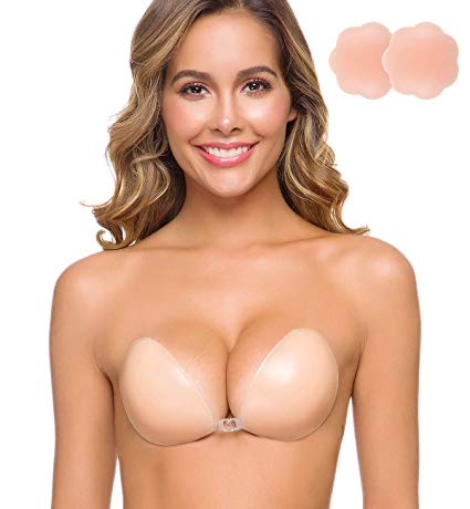 SHINYMOD Silicone Strapless Bra, Backless Self Adhesive Invisible Push up Bra