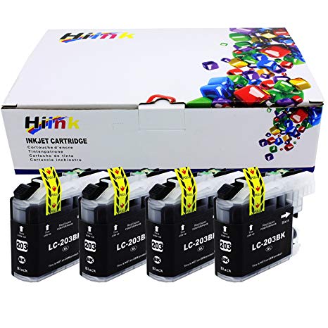 HIINK Compatible Ink Cartridge Replacement for Brother LC201 LC203 Black Ink Used in MFC-J460DW MFC-J480DW MFC-J485DW MFC-J680DW MFC-J880DW MFC-J885DW(Black,4-Pack)