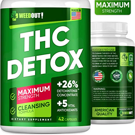 WEEDOUT THC Detox - Wide Drug Cleanse & Toxin Removal - Made in USA - Liver Detox and Holistic Cleanse - 5 Vital Antioxidants - Milk Thistle & Dandelion Extract - Vegan Friendly - 42 Caps