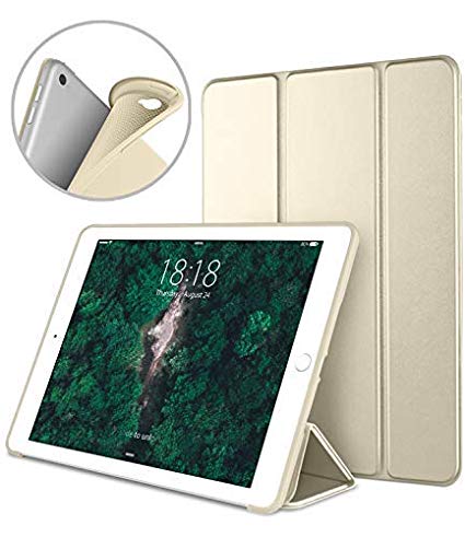 Apple iPad Air2 9.7 Inch Smart Cover, DTTO Ultra Slim Lightweight Smart Case Trifold Cover Stand with Flexible Soft TPU Back Cover for iPad Apple iPad Air2,9.7-inch [Auto Sleep/Wake], Champagne Gold