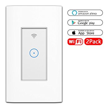 Smart Light Switch,Wi-Fi Switch In-wall Wireless Switch Works With Amazon Alexa,Remote Control Your Fixtures From Anywhere,Timing Function,Overload Protection,No Hub Required