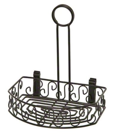American Metalcraft CRS68 Wrought Iron Semi Round Condiment Caddy, Scroll Design, 9-Inch