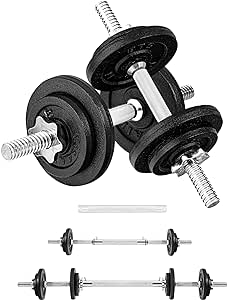 Yes4All 40LB with Connector Pair Cast Iron Weights Adjustable Dumbbell Sets for Home Gym with Bars, Plates, Collars