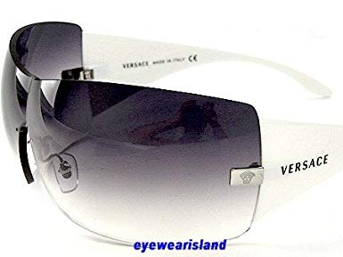 New Authentic Versace Sunglasses White Frame 2055 1000/8G Gray Gradient Lens Size:Unique-115